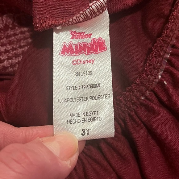Disney Maroon Minnie Mouse Girls Peplum T-Shirt - Picture 7 of 8